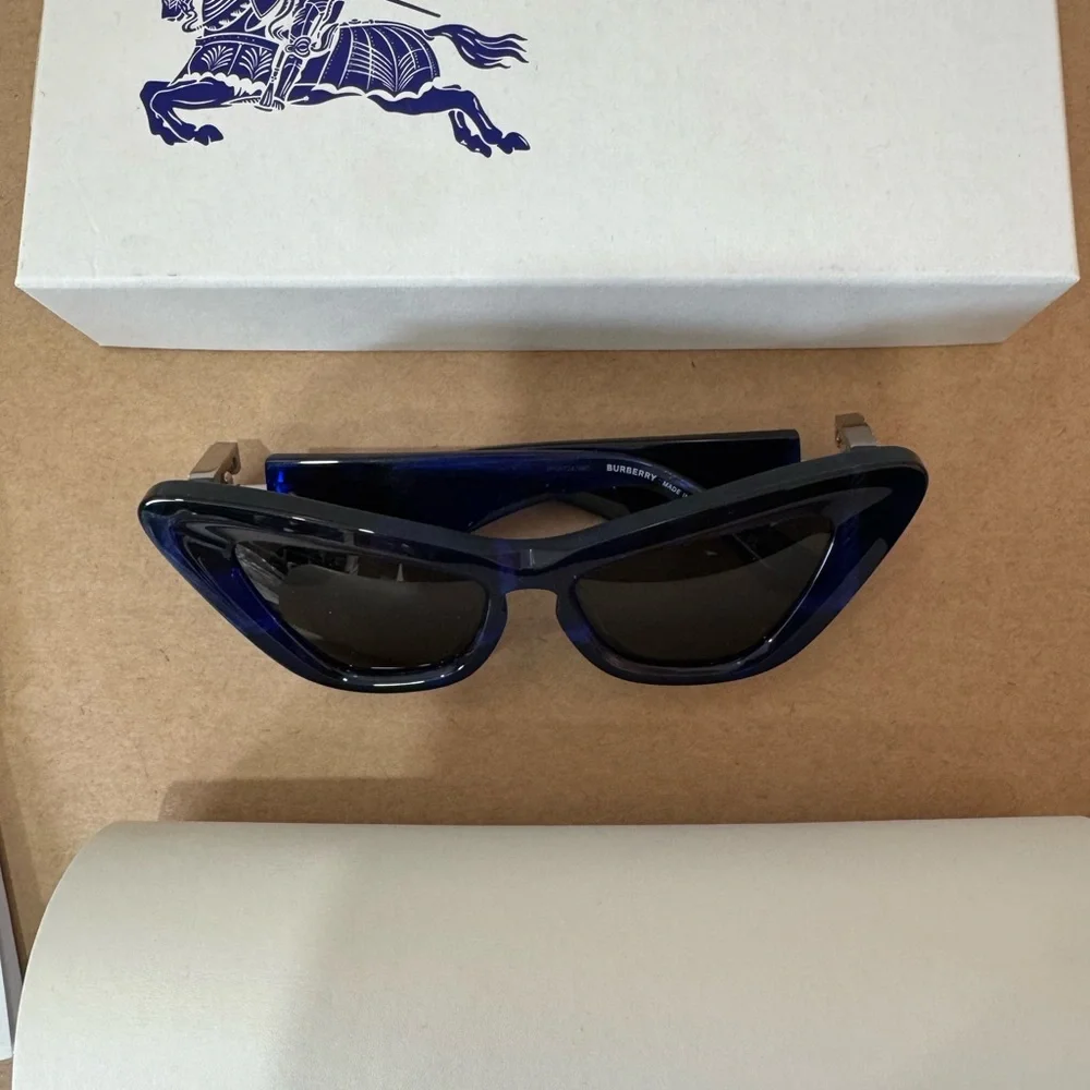 Burberry Check Blue Cat-Eye Sunglasses for Women - Picture 7 of 15